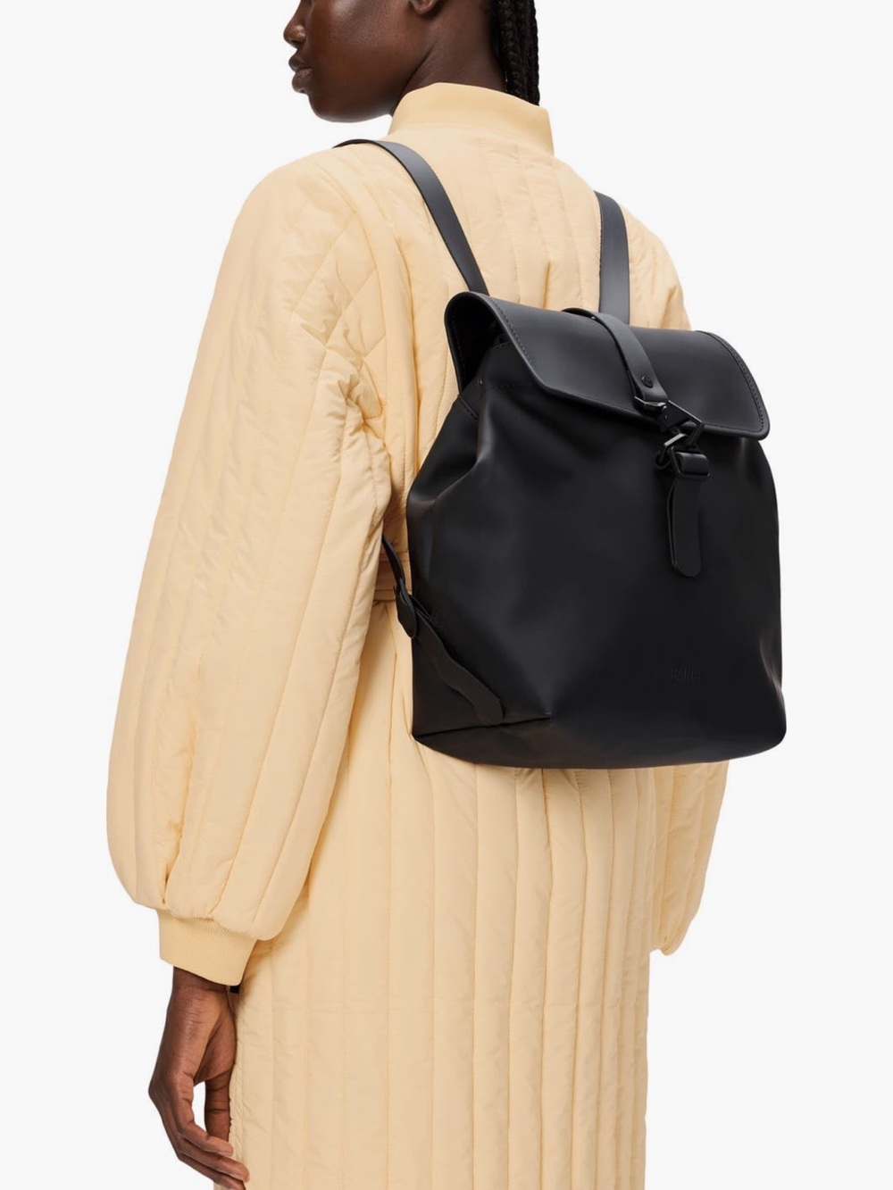 Rains Black Minimalist Waterproof Backpack